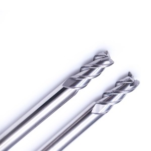 3 Flute 45 ° Helix Alu DLC Dilapisi Solid Carbide Pojok Radius End Mill